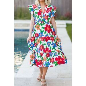 Red Fusion Midi Dress